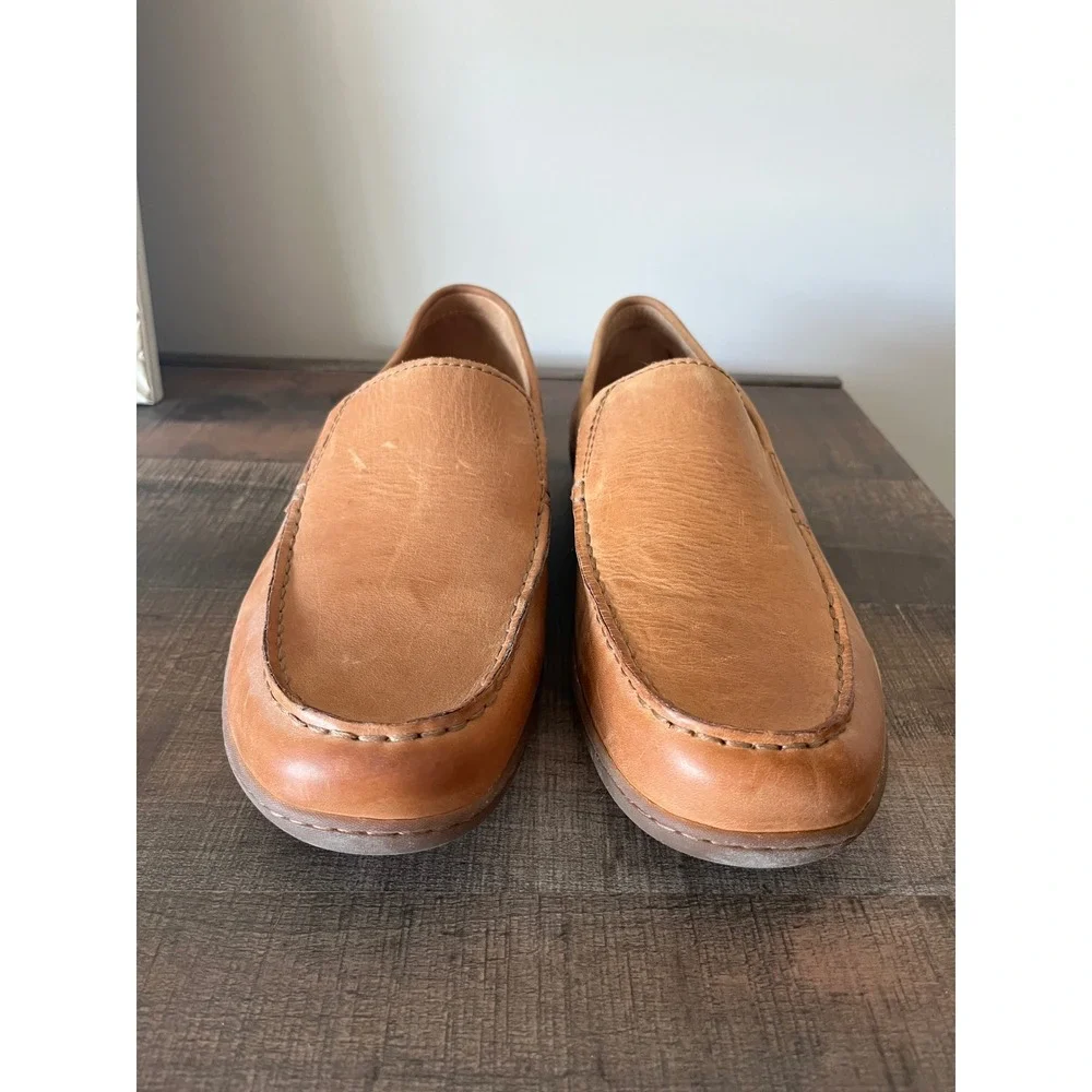 Born Caleb Mens 13M Leather Slip On Loafers Tan Moccasin Shoes BM0008006